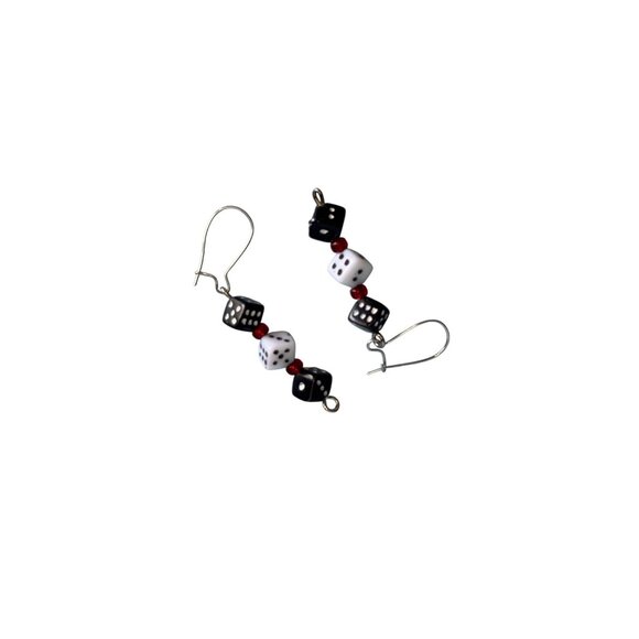 Dice-Themed Bracelet & Earrings Set With Toggle Clasp & Drop Earrings In Black W - Picture 5 of 8